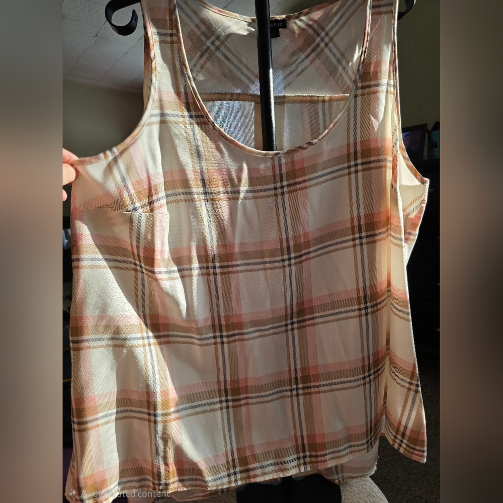 Torrid Checkered Tank Top - Cream and Tan